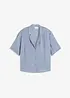 Satengbluse med krage med slag, bonprix