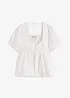 Bluse med puffermer og knapper, bonprix
