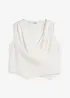 Blusetopp i 100% lin og omslagslook, bonprix