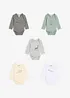 Langermet body til baby av økologisk bomull (5-pack), bonprix