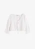 Bluse med hullbroderi og puffermer, bonprix