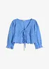 Bluse med hullbroderi og puffermer, bonprix