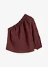 One shoulder-bluse med lin, bonprix