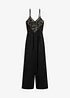 Jumpsuit i jersey med blonder, bonprix