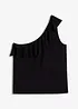 One shoulder-topp i myk viskosemiks med volang, bonprix