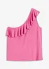 One shoulder-topp i myk viskosemiks med volang, bonprix