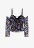 Cold-shoulder-topp i lett mesh, bonprix