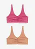 Bralette med bomull og blonde (2-pack), bonprix