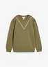 Sweatshirt i bomullsmiks med broderi, bonprix