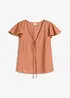 Bluse med volangermer i glansfull stil, bonprix