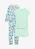 Pyjamas og kort pyjamas med myk økologisk bomull (4-delt sett), bonprix