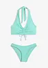 Halterneck-bikini (2-delt sett) med rynking, bonprix