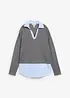 Genser i finstrikk med bluse-innfelling, bonprix