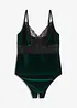 Fløyelsbody ouvert, bonprix