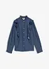 Denimbluse i 100% bomull med volanger, bonprix