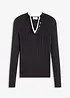 Ribbet, finstrikket genser med viskose i 2-i-1-stil, bonprix