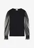 Finstrikket genser med mesh-ermer, bonprix