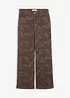 Wide Leg-twillbukse med leopardtrykk, bonprix