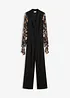 Jersey jumpsuit med ermer i mesh, bonprix