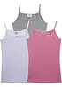 Singlet med myk bomull og satengsløyfe (3-pack), bonprix