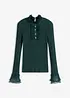 Finstrikket topp med volanger i chiffon, bonprix