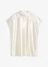 Satengbluse med rund hals, bonprix