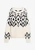 Oversized genser med moderne koftemønster, bonprix