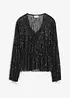 Paljettbluse med frynser, bonprix