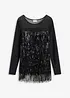 Langermet topp med paljettfrynser, bonprix