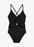 Badedrakt med cut out og volanger, bonprix