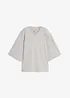 Kort, oversized topp i formstabil, 100% økologisk bomull, bonprix