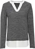 Genser i finstrikk med bluseinnfelling, bonprix