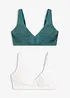 Bralette uten spiler med bomull (2-pack), bonprix