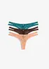 Tanga-stringtruse med blomsterblonder (3-pack), bonprix