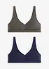 Bralette uten spiler med økologisk bomull (2-pack), bonprix