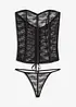 Korsett og stringtruse i blondemateriale (2-delt sett), bonprix
