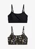 Bustier-bikinitopp, ensfarget og mønstret (2-pack), bonprix