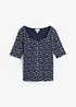 Ribbet topp med blomstermønster, kortermet, bonprix