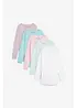 Lang, langermet topp med rund hals (5-pack), bonprix