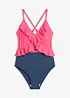Badedrakt med cut out og volanger, bonprix