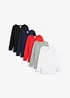 Lang, langermet topp med rund hals (5-pack), bonprix