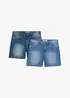Denimshorts Slim Fit Mid Waist, 2-pack, bonprix