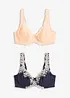 Bøyle-BH med delikate blonder (2-pack), bonprix