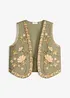Brodert vest av luftig linmiks, bonprix