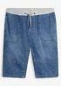 Lang pull on-bermudashorts i lett denim med stretchlinning, Relaxed Fit, bonprix