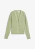 Cardigan med lin og hullmønster, bonprix