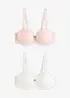Balconette-BH med avtagbare stropper og myke blonder (2-pack), bonprix