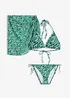 Triangel-bikini + pareo i badetøymateriale (3 -delt sett), bonprix