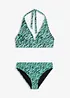 Halterneck-bikini med høyt skåret bukse (2-delt sett) hurtigtørkende, bonprix