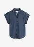 Kortermet denimskjorte med lin, bonprix